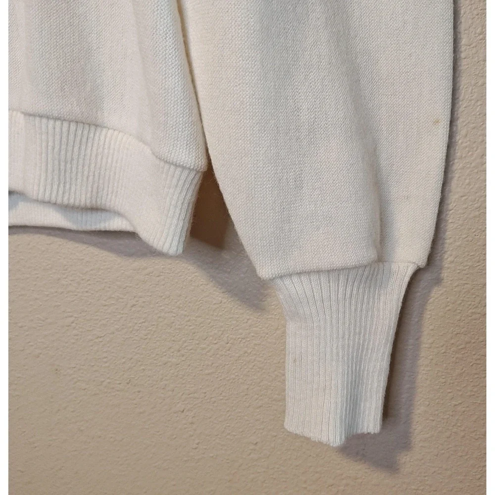Jantzen Cardigan Sweater Mens Large White V Neck Button Front‎ Made in USA Golf
